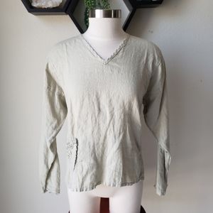 Bodil Top 100 % linen ruffled pocket small